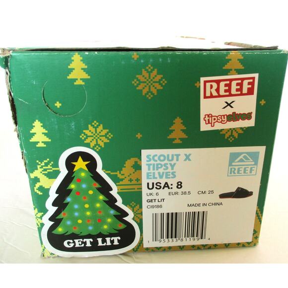 New REEF Scout X Tipsy Elves Get Lit Christmas Sandals Women 8 - Picture 10 of 10